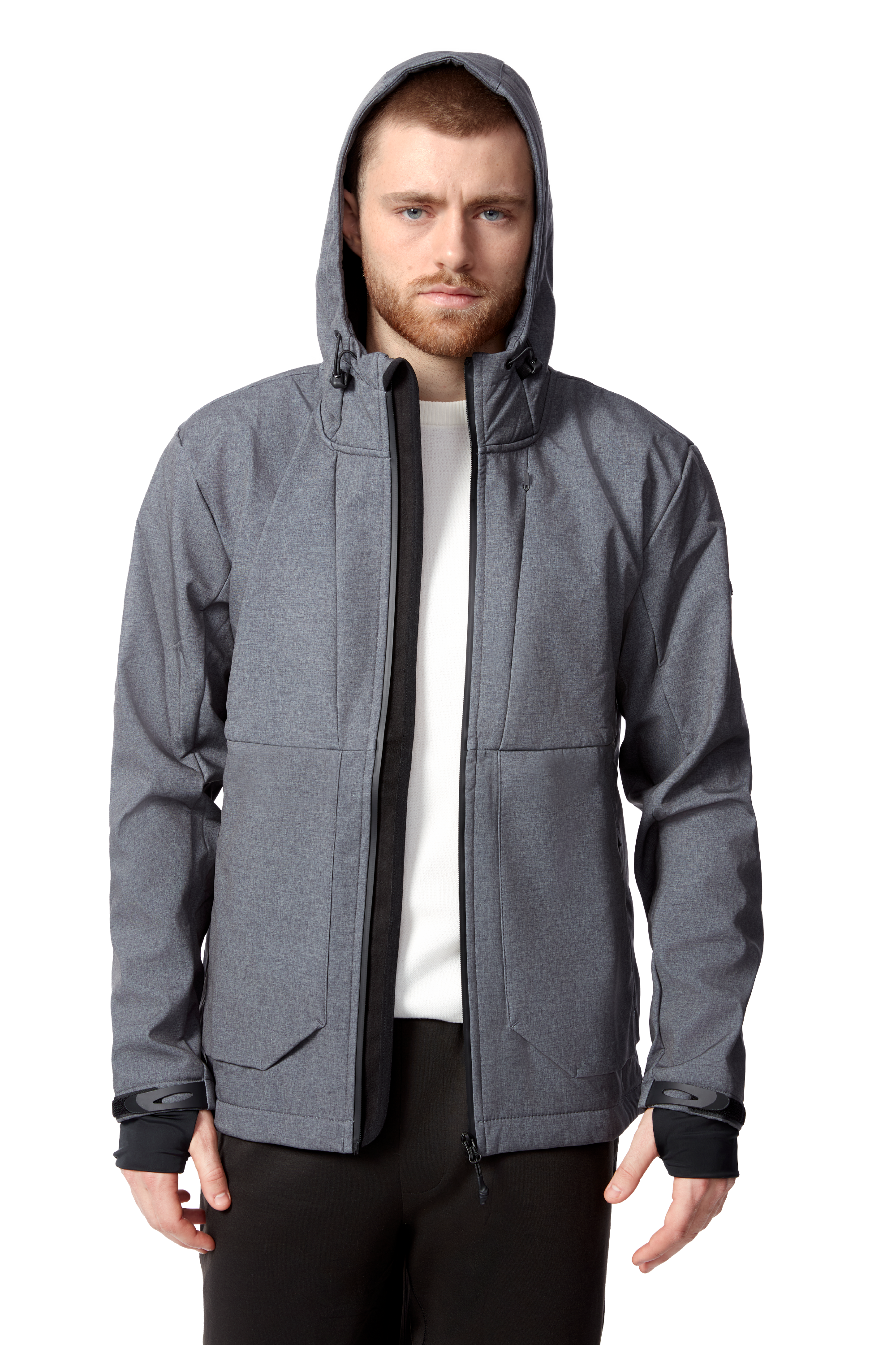 TOFINO | MEN'S FLEECE LINED SOFTSHELL WINDBREAKER, DARK GREY