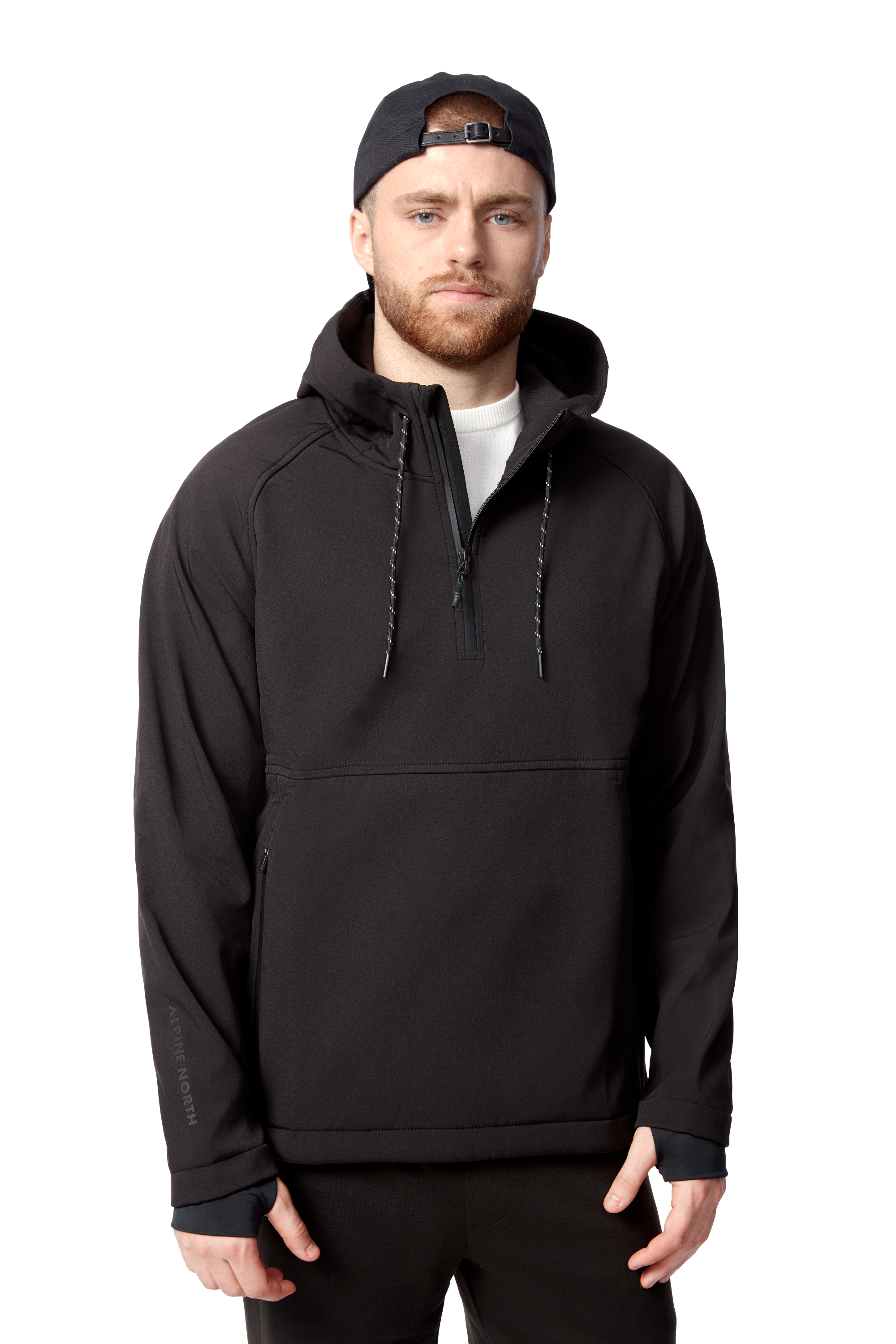 VARGAS | MEN'S WATER-REPELLENT HOODED PULLOVER SOFTSHELL, BLACK