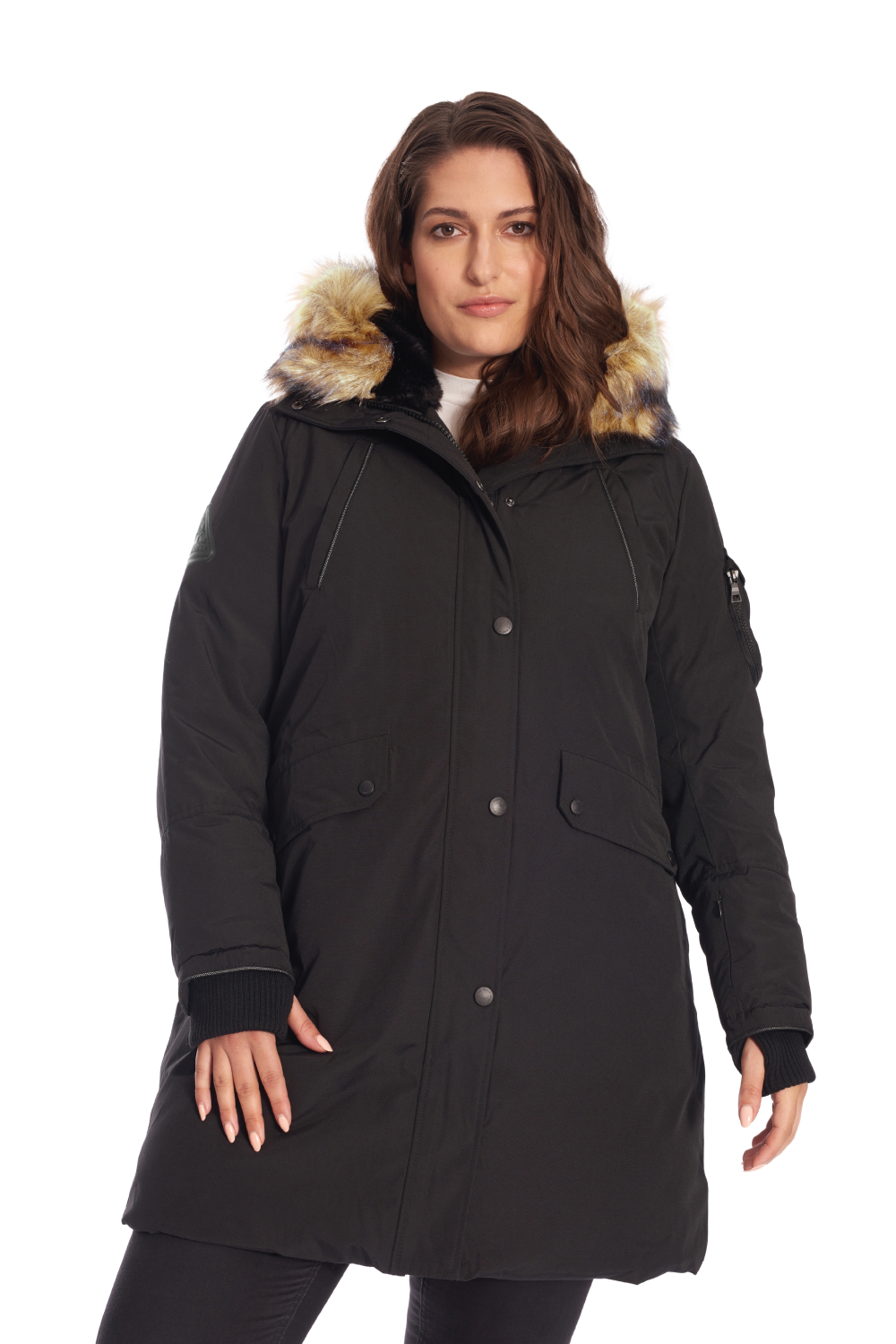 LAURENTIAN PLUS | WOMEN'S VEGAN DOWN (RECYCLED) LONG PARKA, BLACK