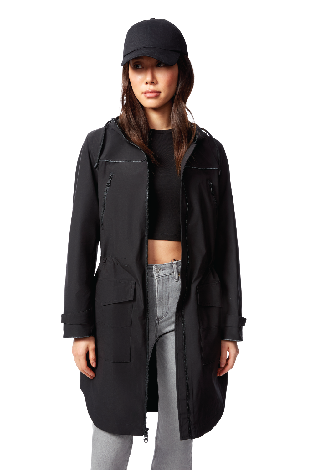 KUSAWA | WOMEN'S DRAWSTRING RAINCOAT, BLACK – Alpine North US