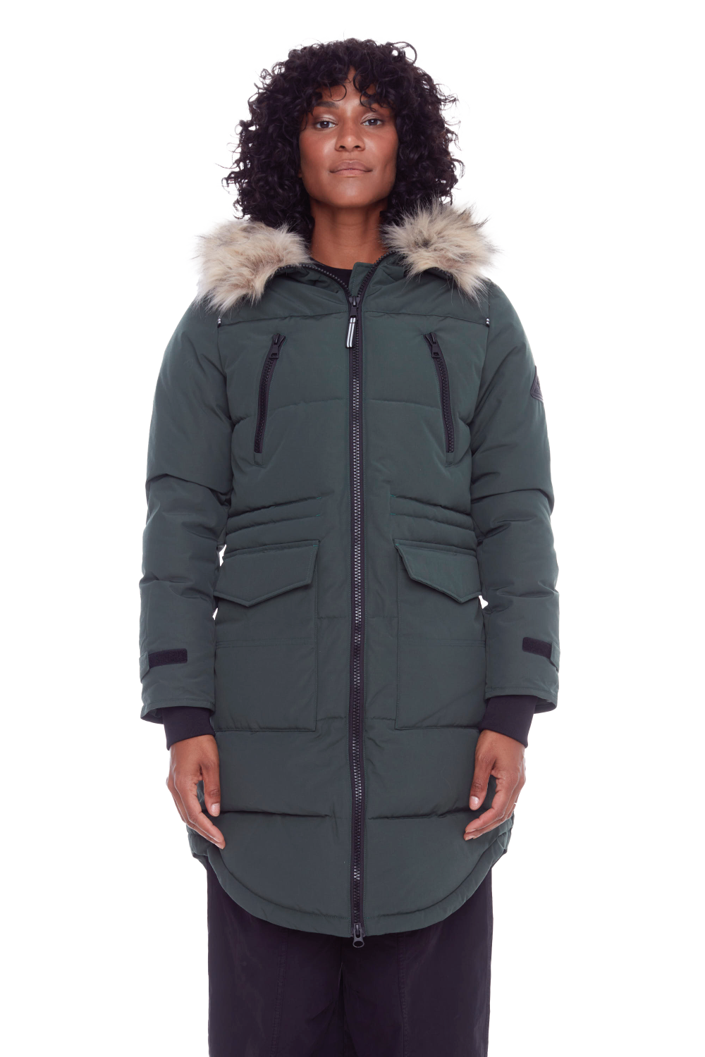 UKON | WOMEN'S VEGAN DOWN (RECYCLED) DRAWSTRING PARKA, DEEP GREEN