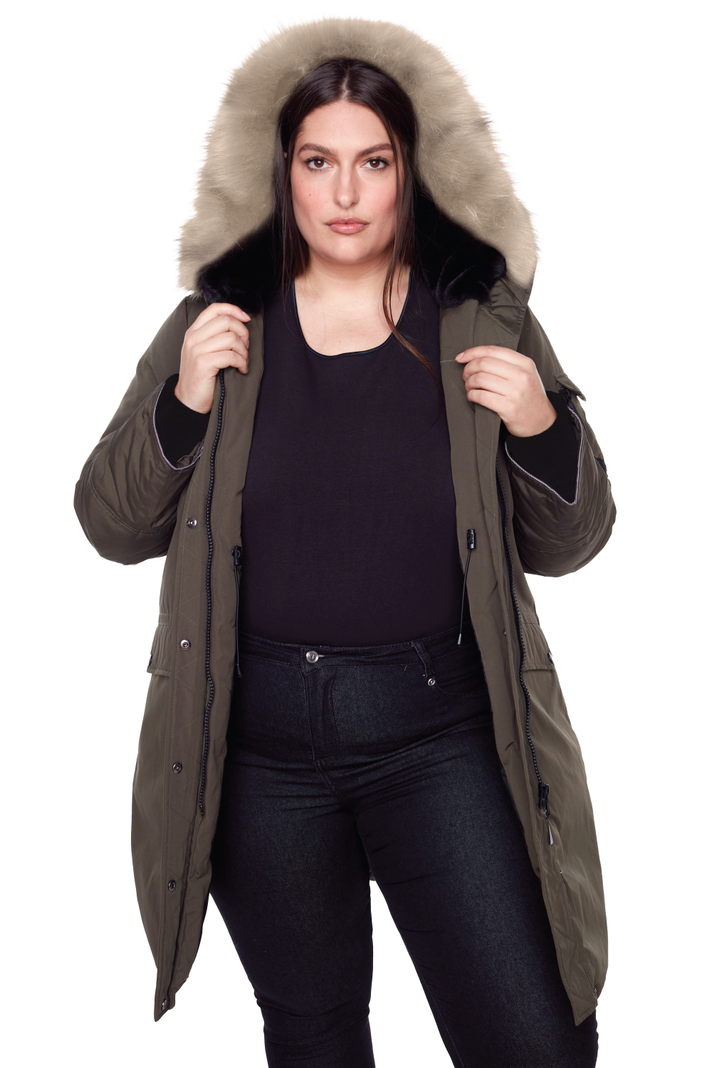 LAURENTIAN PLUS | WOMEN'S VEGAN DOWN (RECYCLED) LONG PARKA, OLIVE