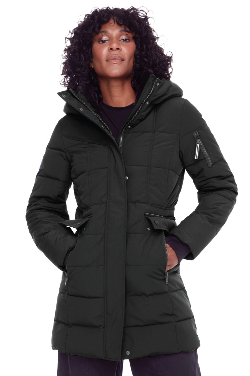 KOOTNEY | WOMEN'S VEGAN DOWN (RECYCLED) MID-LENGTH PARKA, BLACK