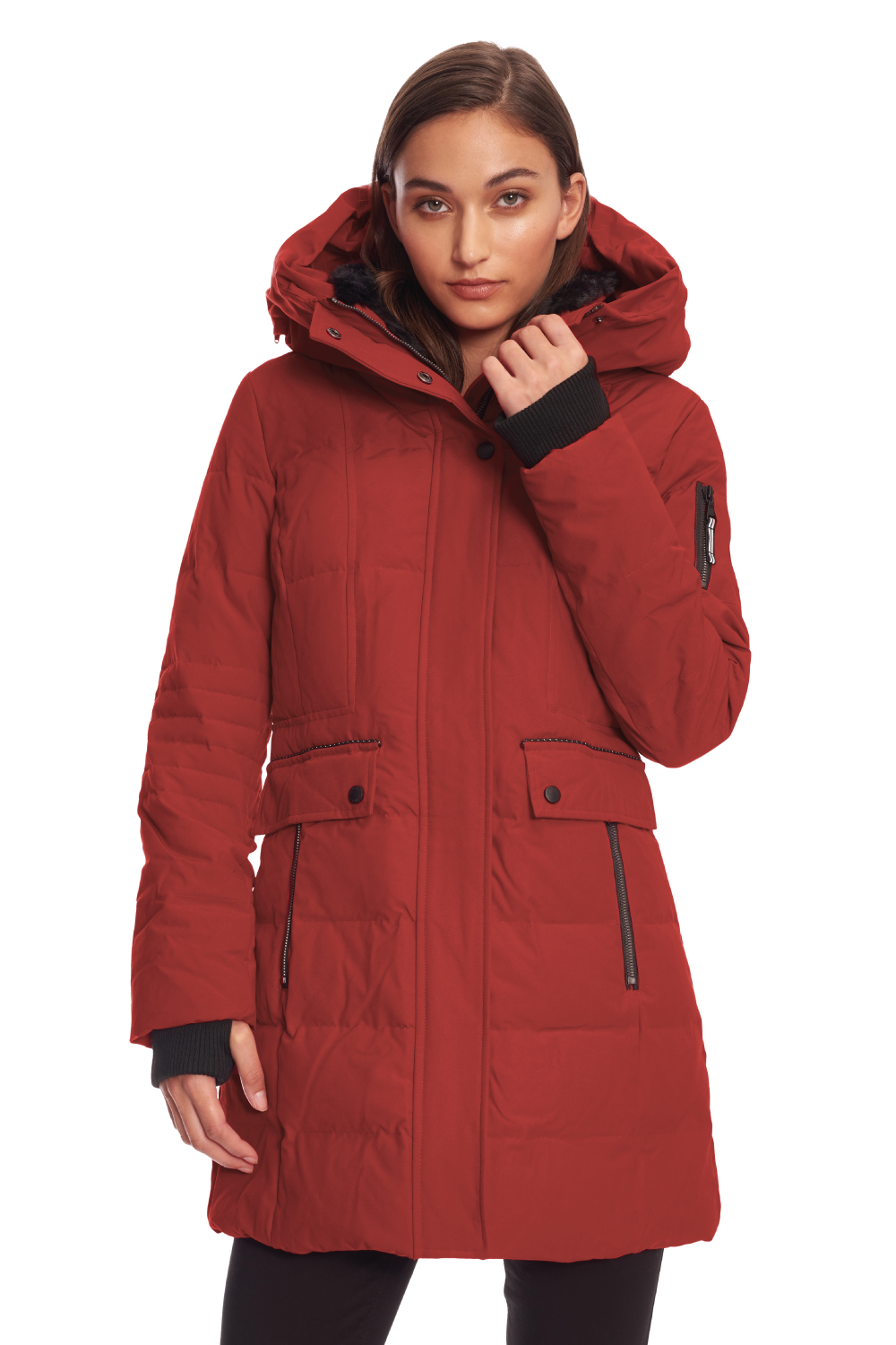 KOOTNEY | WOMEN'S VEGAN DOWN (RECYCLED) MID-LENGTH PARKA, CRIMSON