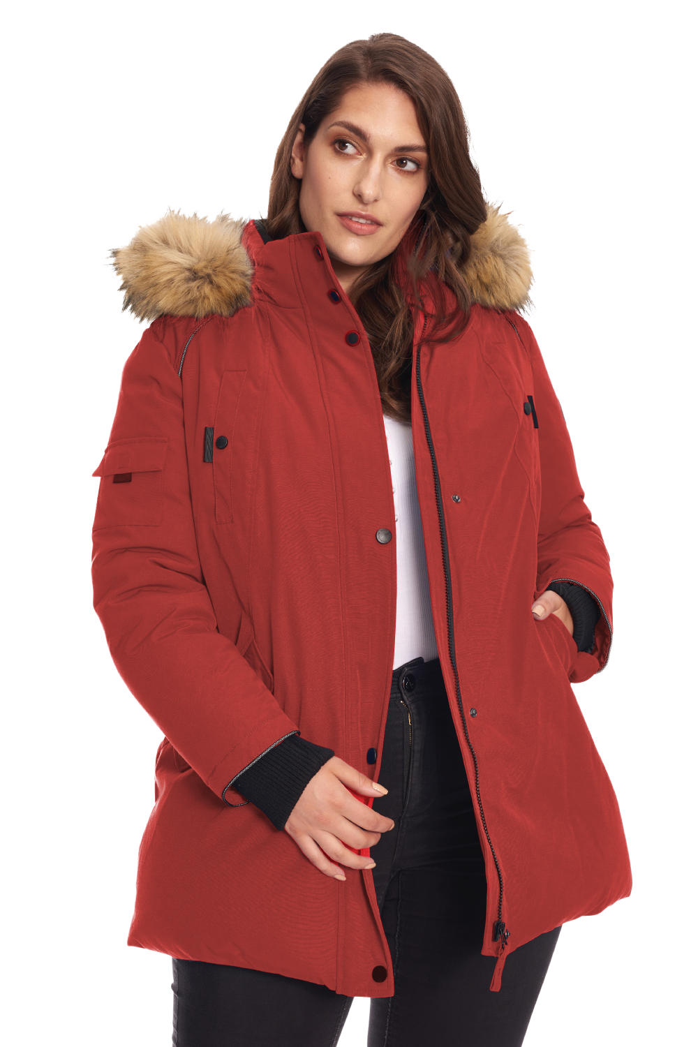 GLACIER PLUS | WOMEN'S VEGAN DOWN (RECYCLED) PARKA, CRIMSON (PLUS