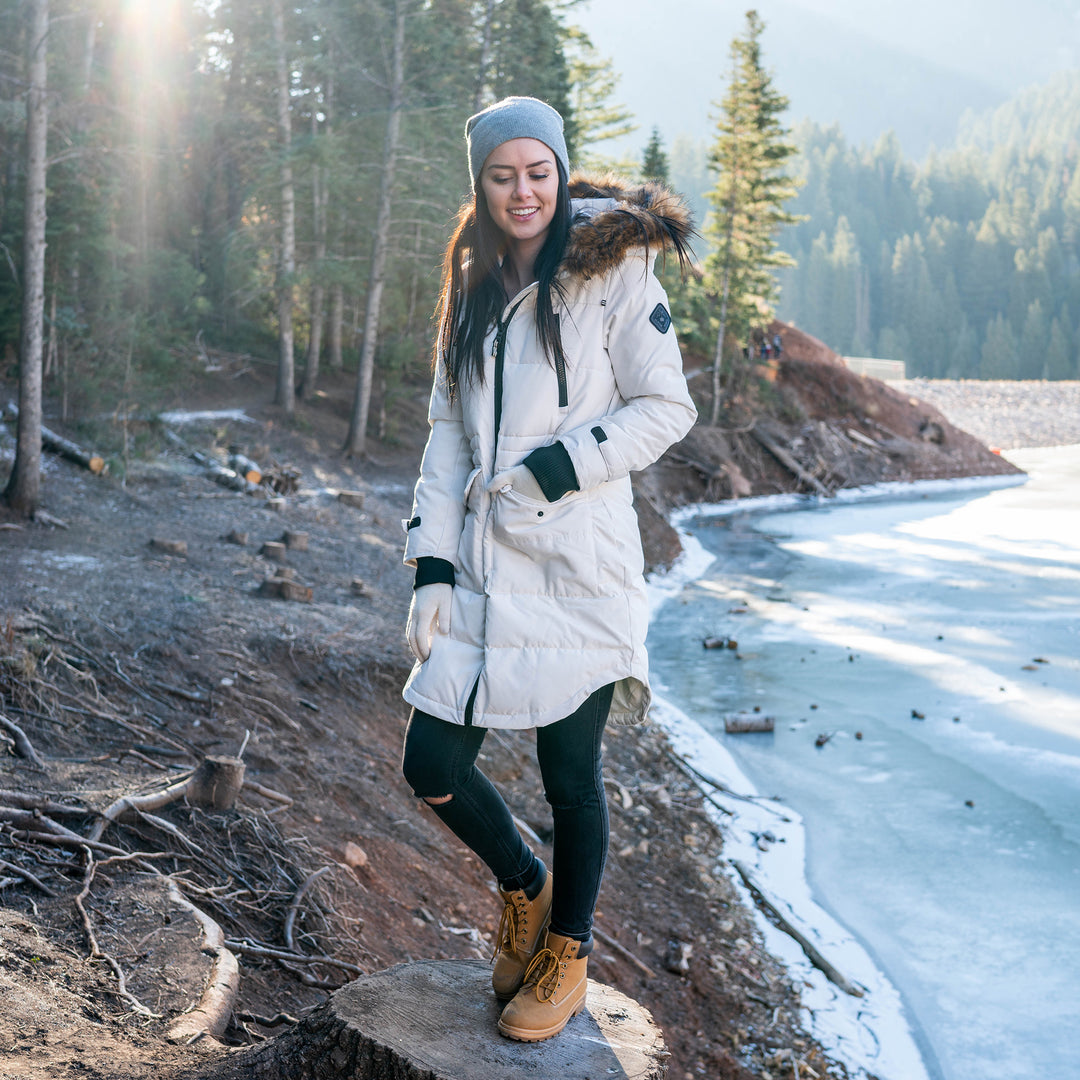 UKON | WOMEN'S VEGAN DOWN (RECYCLED) DRAWSTRING PARKA, CREAM