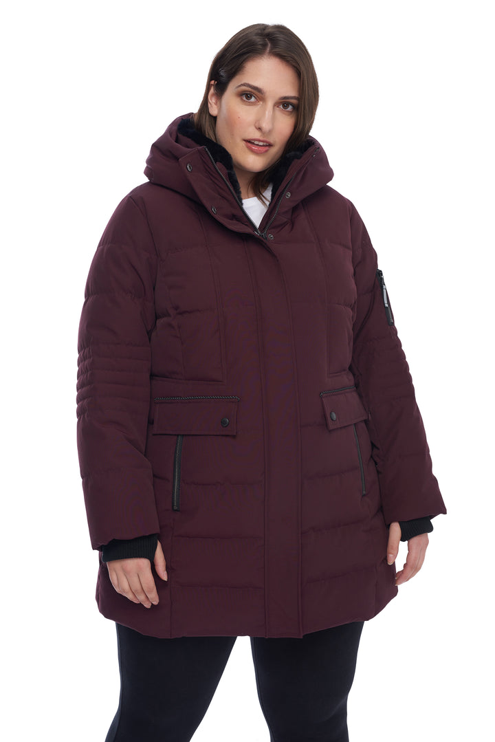 KOOTNEY PLUS | WOMEN'S VEGAN DOWN (RECYCLED) MID-LENGTH PARKA, GRAPE (PLUS SIZE)