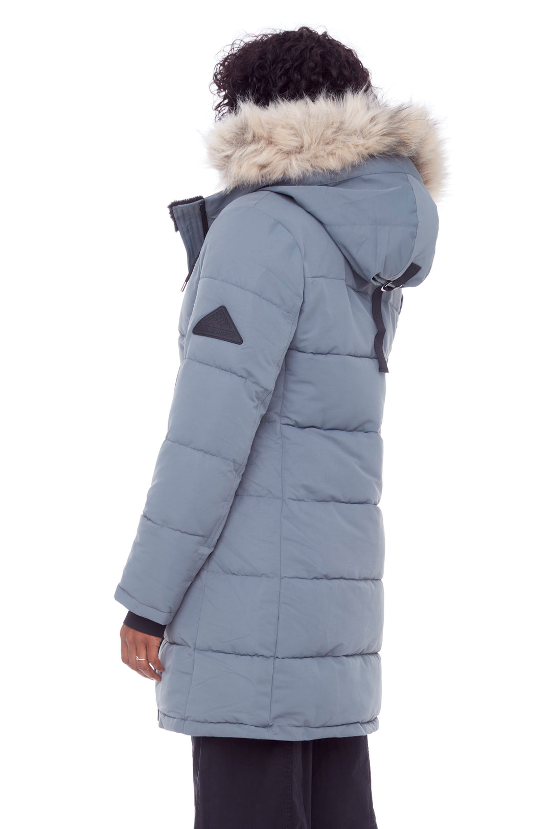 AULAVIK | WOMEN'S VEGAN DOWN (RECYCLED) MID-LENGTH HOODED PARKA COAT, SLATE