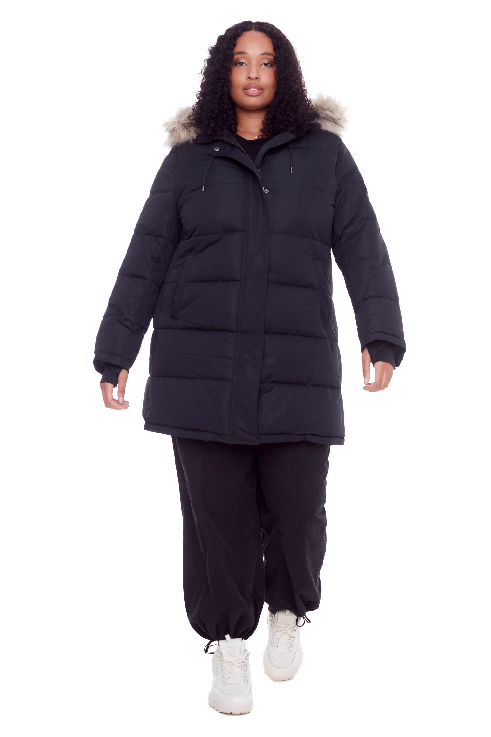   TILLING PARKA ブラック レディース AULAVIK PLUS | WOMEN'S VEGAN DOWN (RECYCLED) MID-LENGTH HOODED