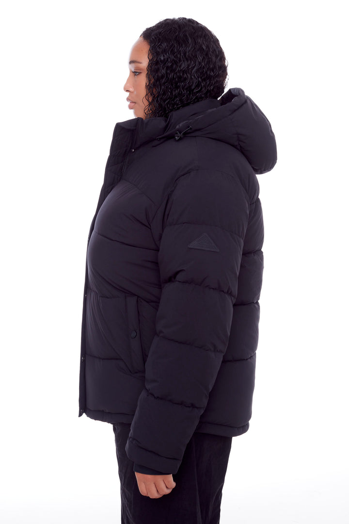 FORILLON PLUS | WOMEN'S VEGAN DOWN (RECYCLED) SHORT QUILTED PUFFER JACKET, BLACK (PLUS SIZE)