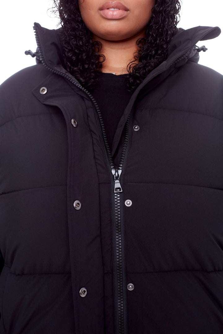 FORILLON PLUS | WOMEN'S VEGAN DOWN (RECYCLED) SHORT QUILTED PUFFER JACKET, BLACK (PLUS SIZE)