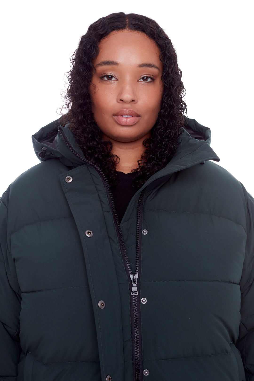 FORILLON PLUS | WOMEN'S VEGAN DOWN (RECYCLED) SHORT QUILTED PUFFER JACKET, DEEP GREEN (PLUS SIZE)