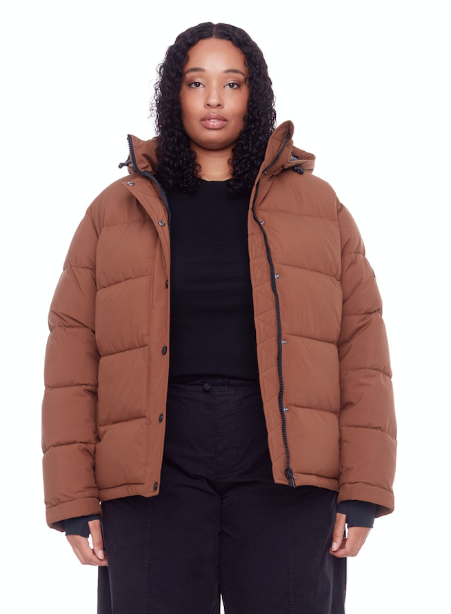 FORILLON PLUS | WOMEN'S VEGAN DOWN (RECYCLED) SHORT QUILTED PUFFER JACKET, MAPLE (PLUS SIZE)