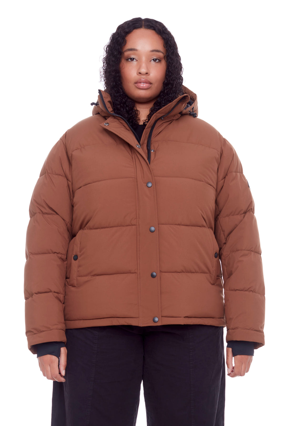 FORILLON PLUS | WOMEN'S VEGAN DOWN (RECYCLED) SHORT QUILTED PUFFER JACKET, MAPLE (PLUS SIZE)