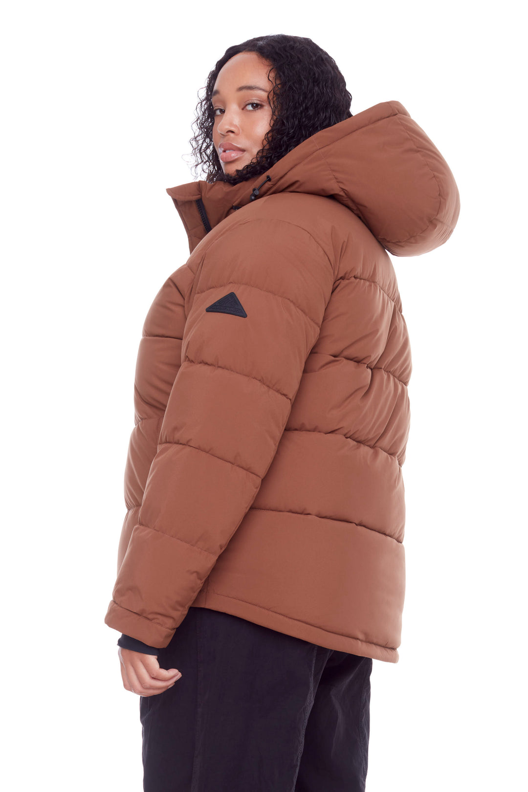 FORILLON PLUS | WOMEN'S VEGAN DOWN (RECYCLED) SHORT QUILTED PUFFER JACKET, MAPLE (PLUS SIZE)