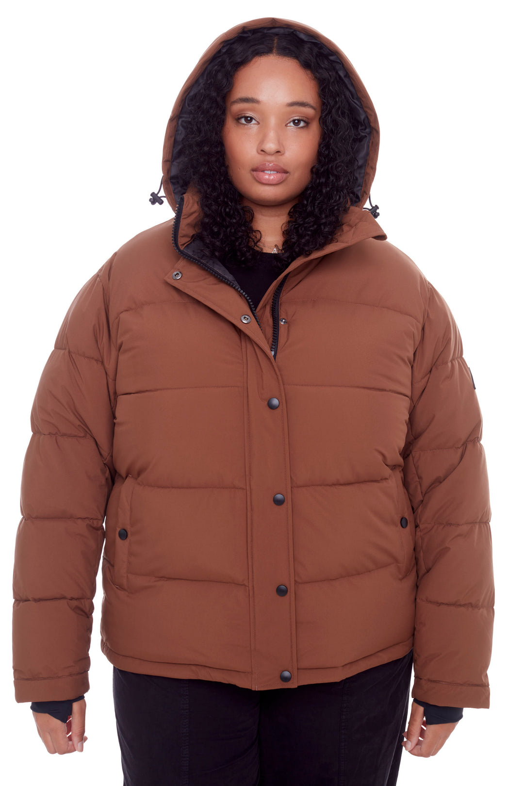 FORILLON PLUS | WOMEN'S VEGAN DOWN (RECYCLED) SHORT QUILTED PUFFER JACKET, MAPLE (PLUS SIZE)