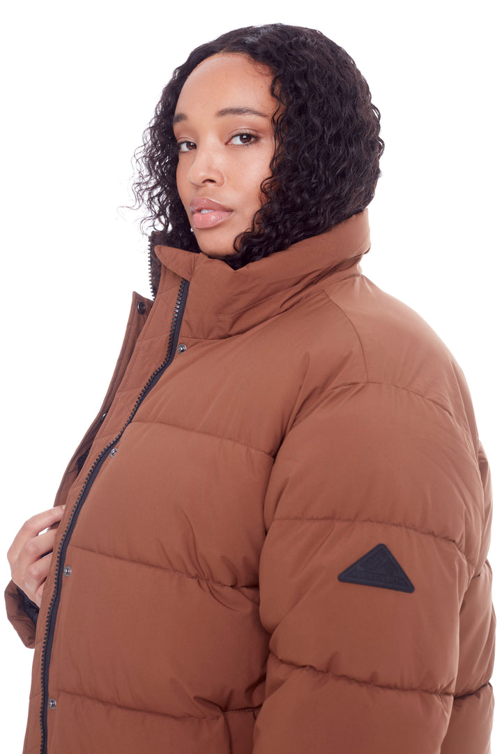 FORILLON PLUS | WOMEN'S VEGAN DOWN (RECYCLED) SHORT QUILTED PUFFER JACKET, MAPLE (PLUS SIZE)