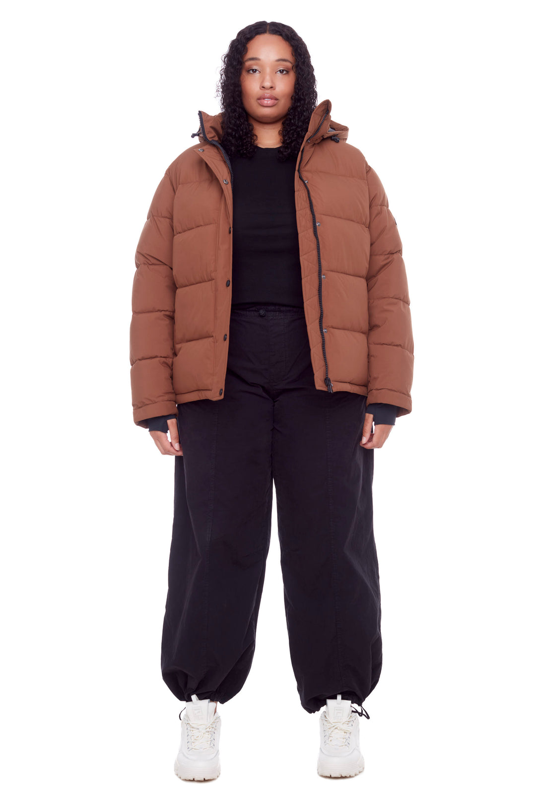 FORILLON PLUS | WOMEN'S VEGAN DOWN (RECYCLED) SHORT QUILTED PUFFER JACKET, MAPLE (PLUS SIZE)