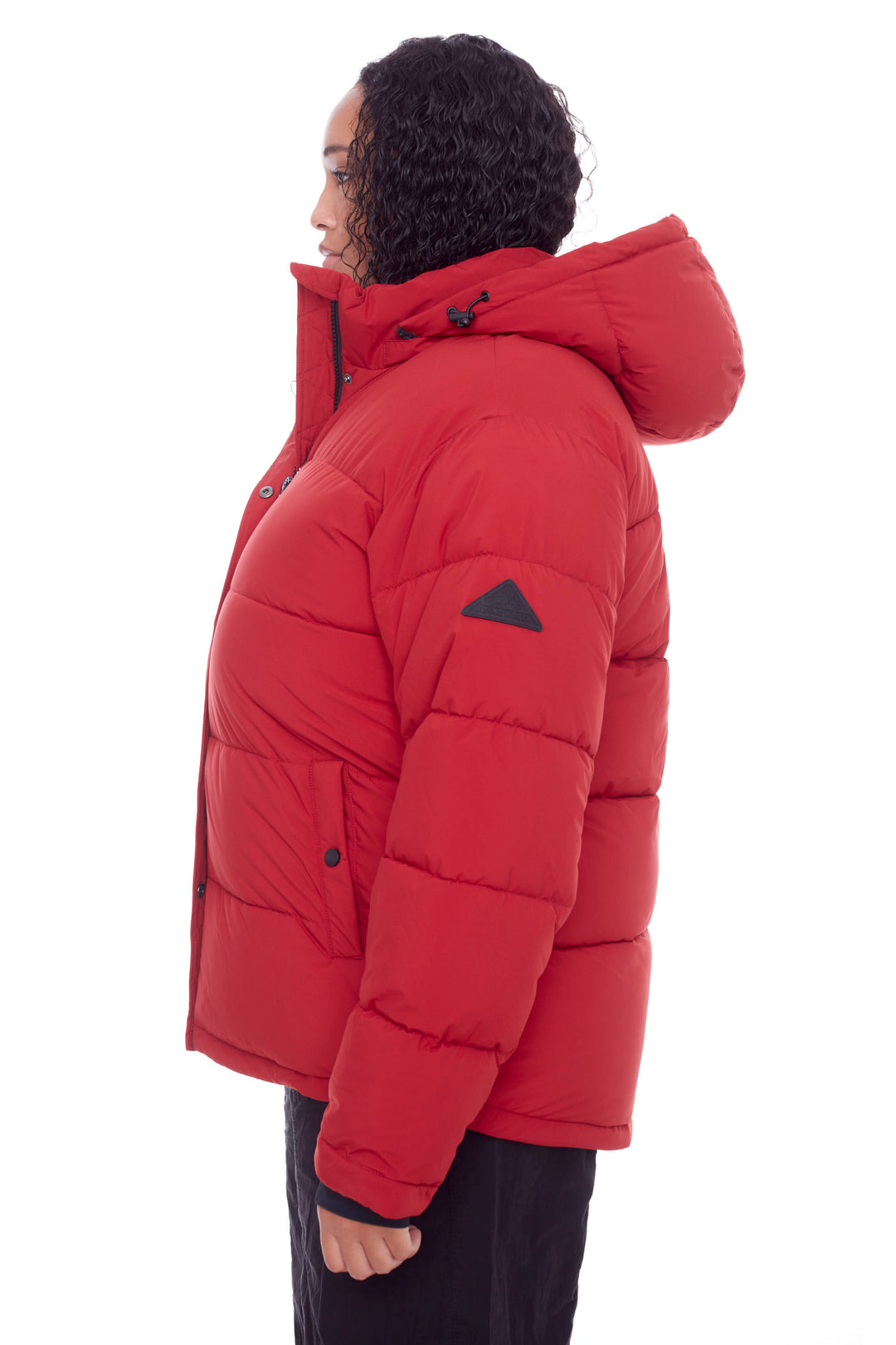 FORILLON PLUS | WOMEN'S VEGAN DOWN (RECYCLED) SHORT QUILTED PUFFER JACKET, DEEP RED (PLUS SIZE)