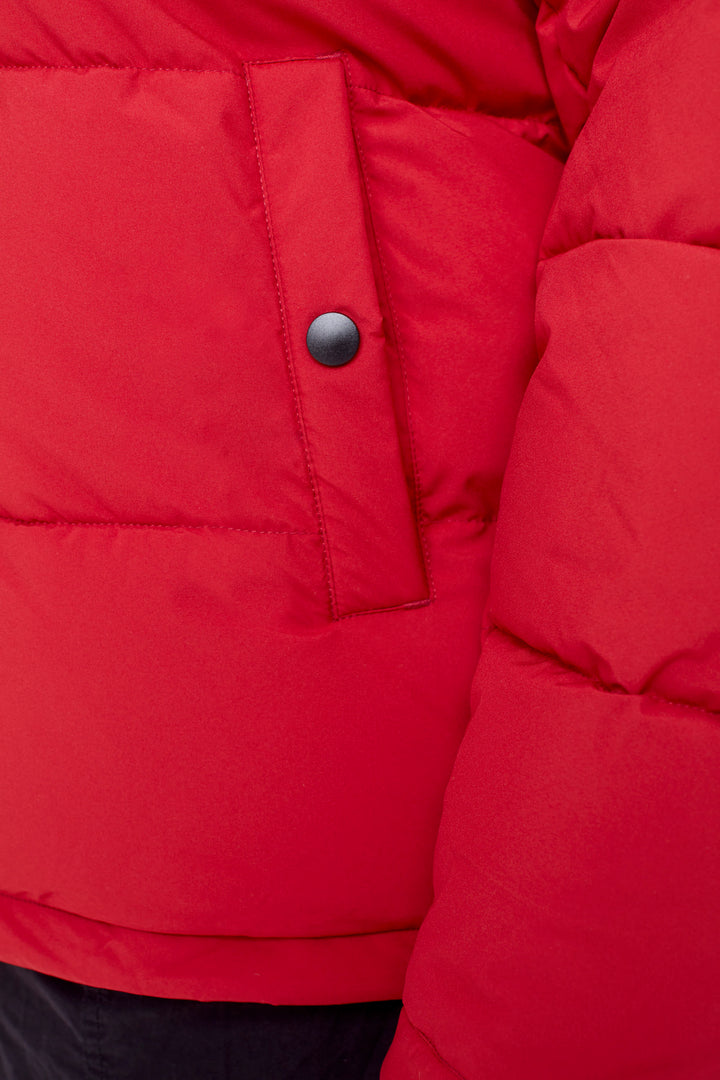 FORILLON PLUS | WOMEN'S VEGAN DOWN (RECYCLED) SHORT QUILTED PUFFER JACKET, DEEP RED (PLUS SIZE)