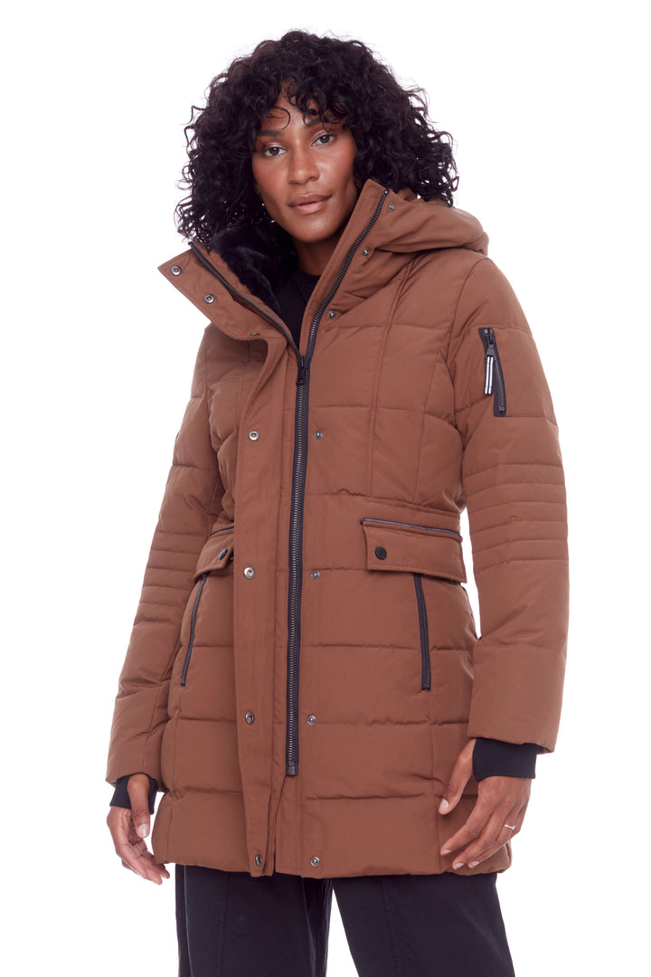 KOOTNEY | WOMEN'S VEGAN DOWN (RECYCLED) MID-LENGTH PARKA, MAPLE