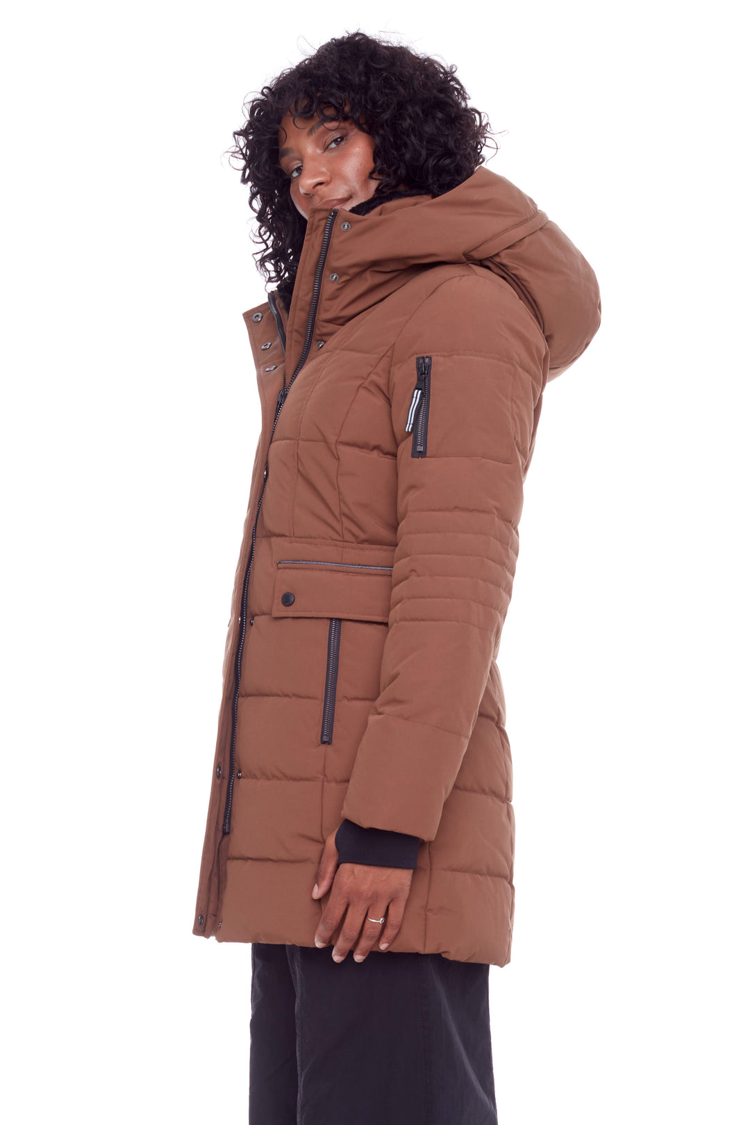 KOOTNEY | WOMEN'S VEGAN DOWN (RECYCLED) MID-LENGTH PARKA, MAPLE