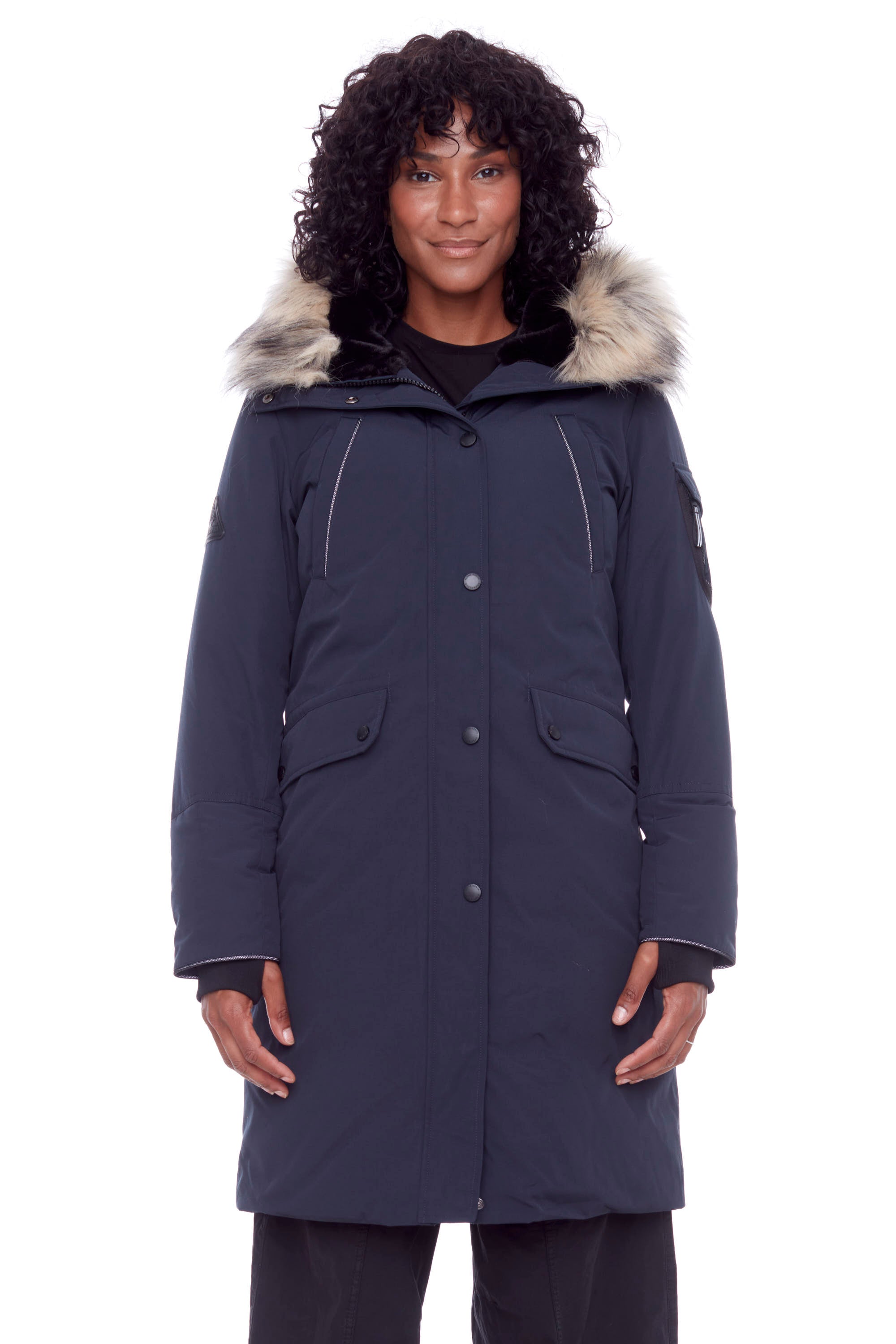 LAURENTIAN | WOMEN'S VEGAN DOWN (RECYCLED) LONG PARKA, NAVY