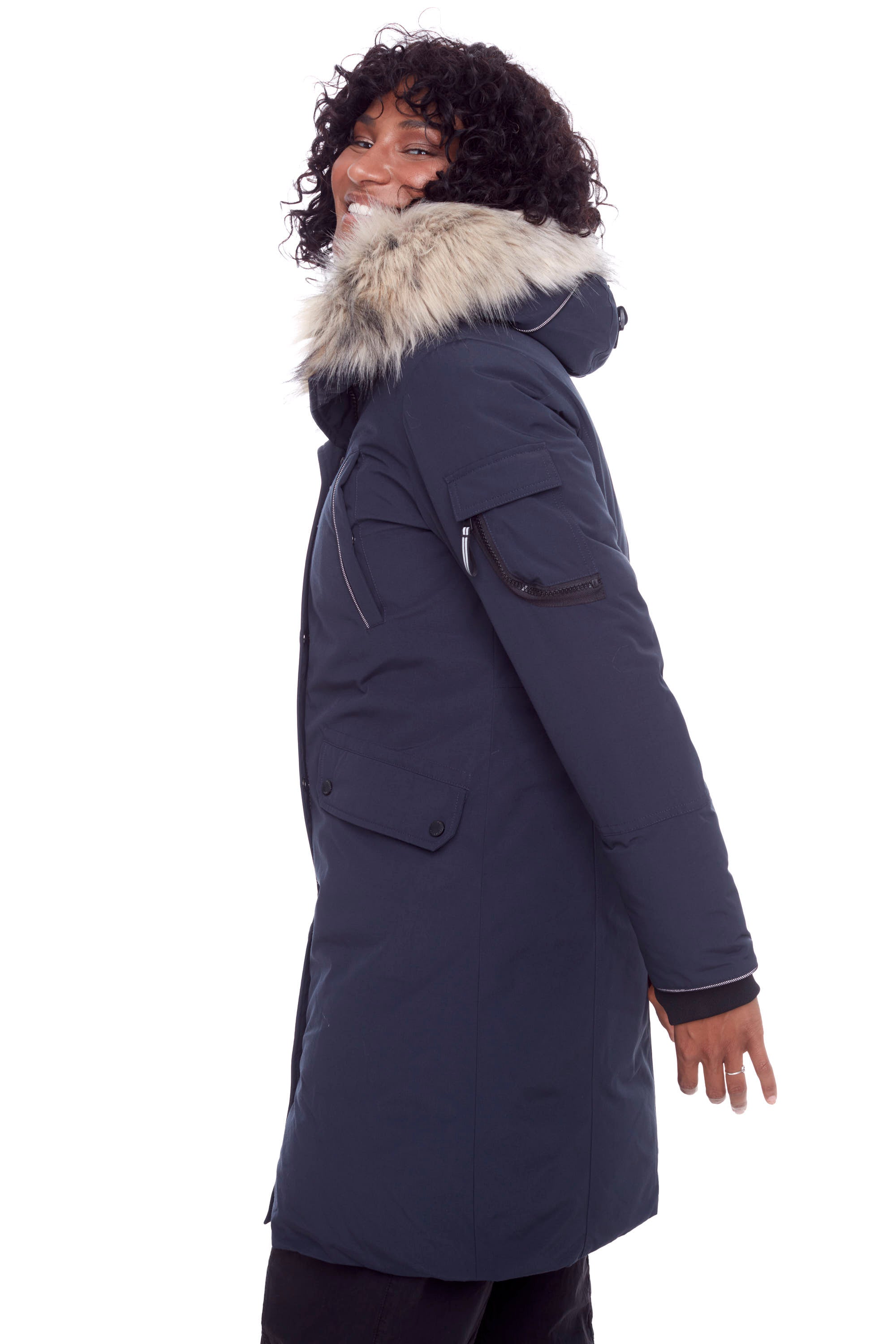 LAURENTIAN | WOMEN'S VEGAN DOWN (RECYCLED) LONG PARKA, NAVY