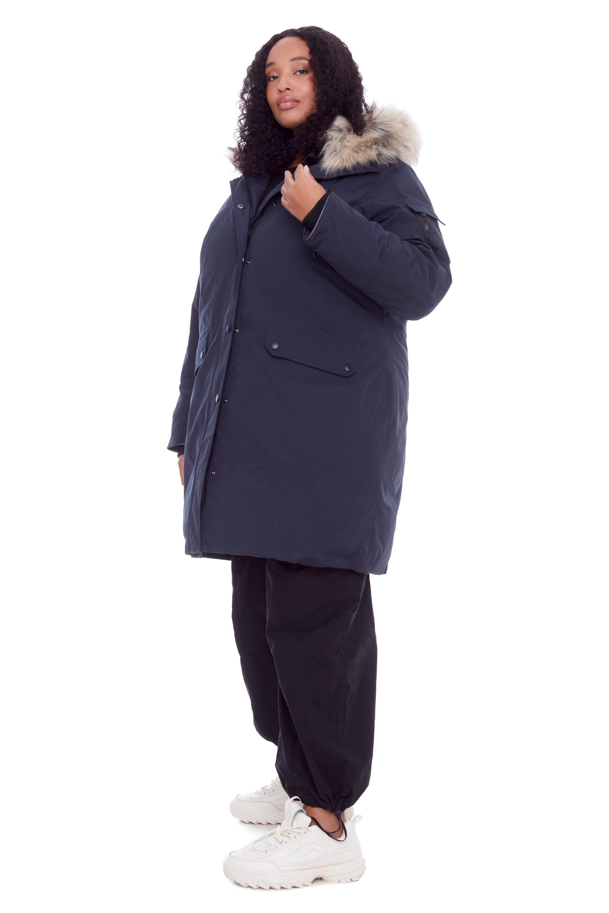 LAURENTIAN PLUS | WOMEN'S VEGAN DOWN (RECYCLED) LONG PARKA, NAVY