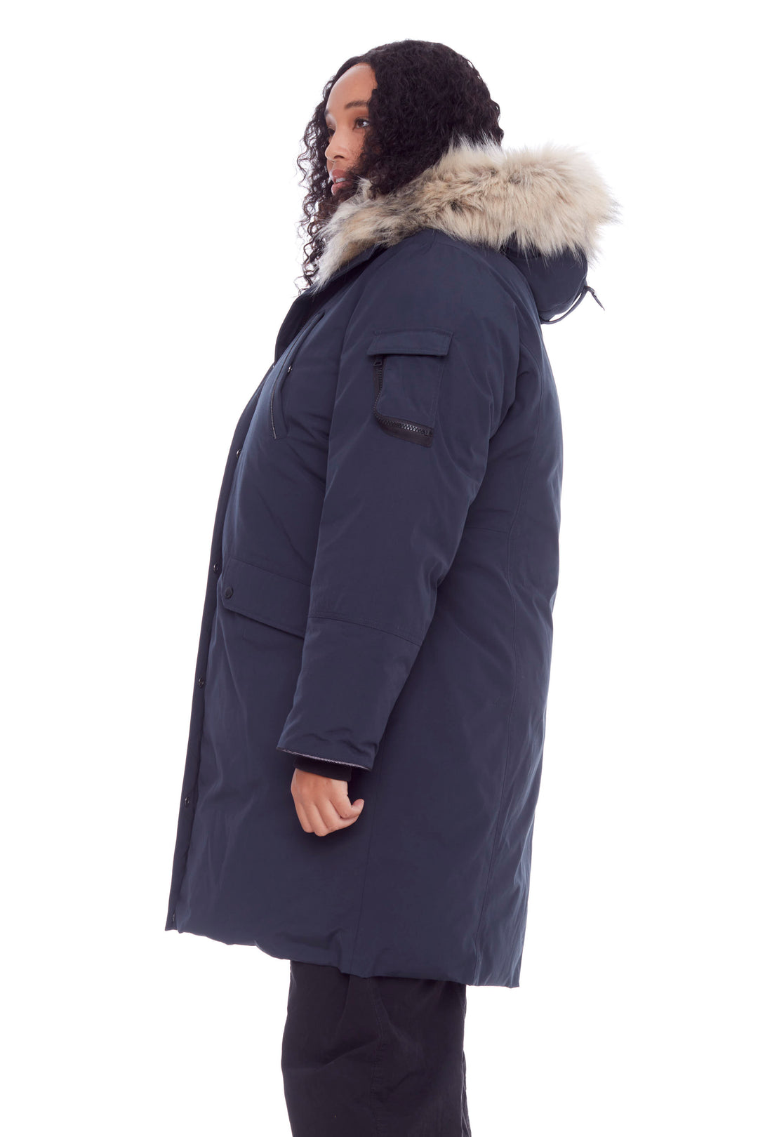 LAURENTIAN PLUS | WOMEN'S VEGAN DOWN (RECYCLED) LONG PARKA, NAVY (PLUS SIZE)