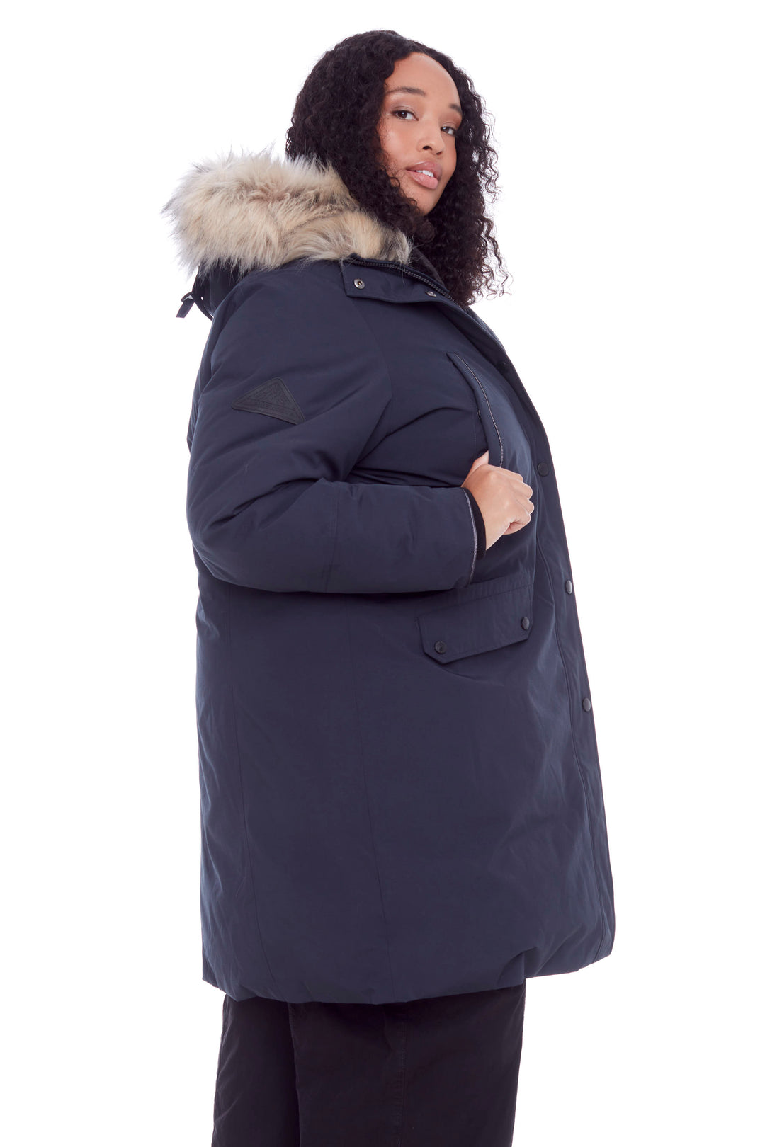 LAURENTIAN PLUS | WOMEN'S VEGAN DOWN (RECYCLED) LONG PARKA, NAVY (PLUS SIZE)
