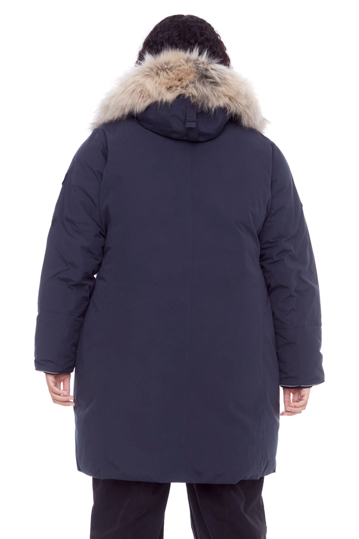 LAURENTIAN PLUS | WOMEN'S VEGAN DOWN (RECYCLED) LONG PARKA, NAVY (PLUS SIZE)
