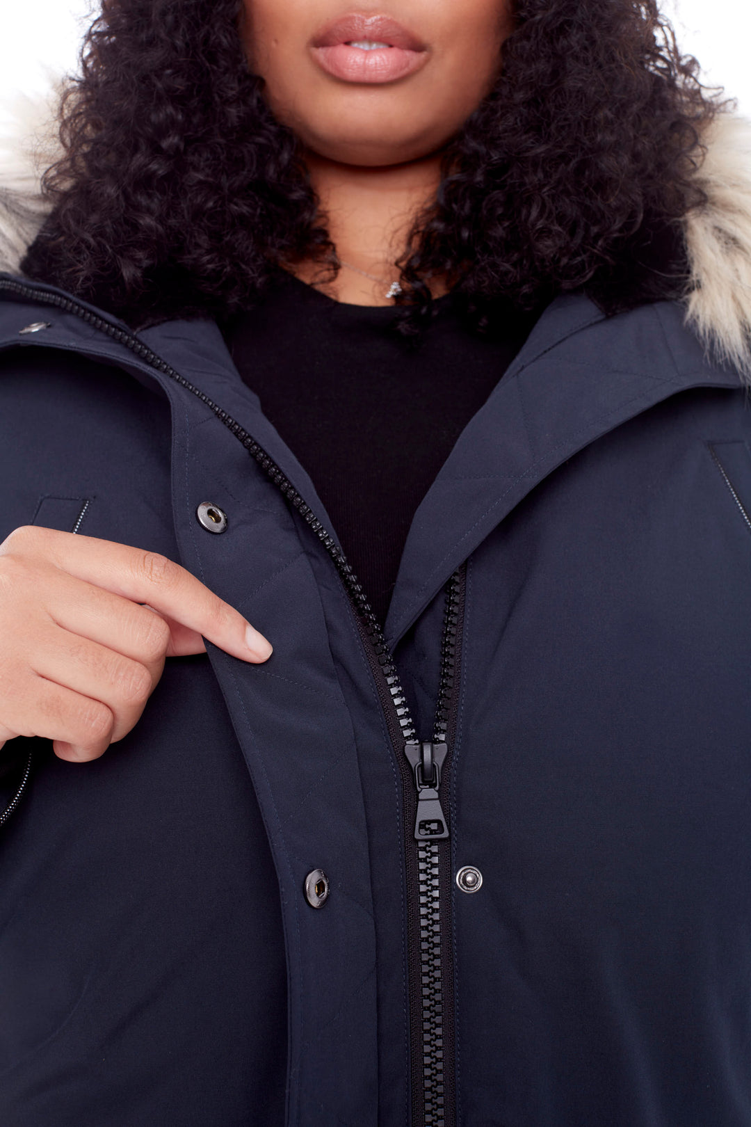 LAURENTIAN PLUS | WOMEN'S VEGAN DOWN (RECYCLED) LONG PARKA, NAVY (PLUS SIZE)