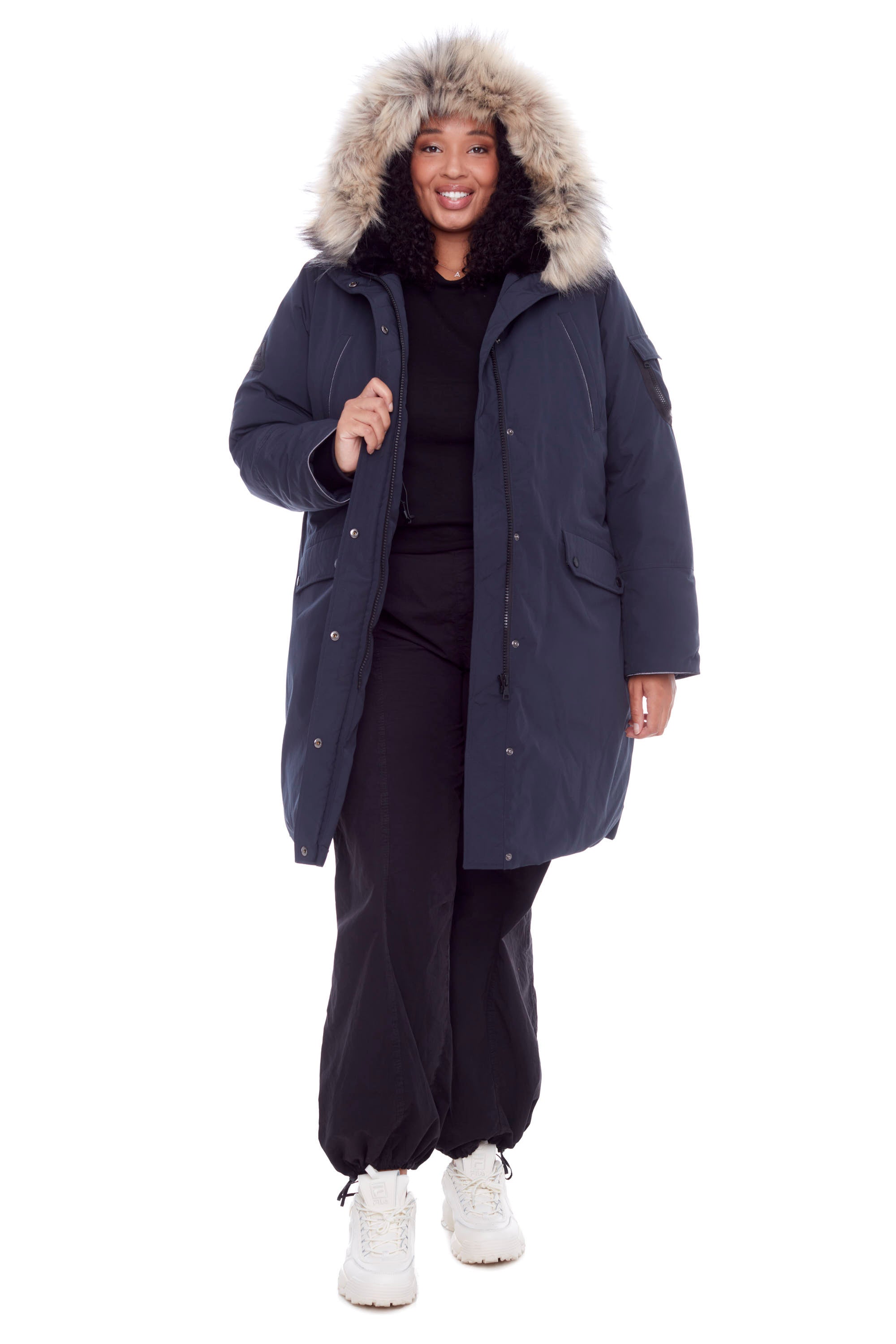 LAURENTIAN PLUS | WOMEN'S VEGAN DOWN (RECYCLED) LONG PARKA, NAVY