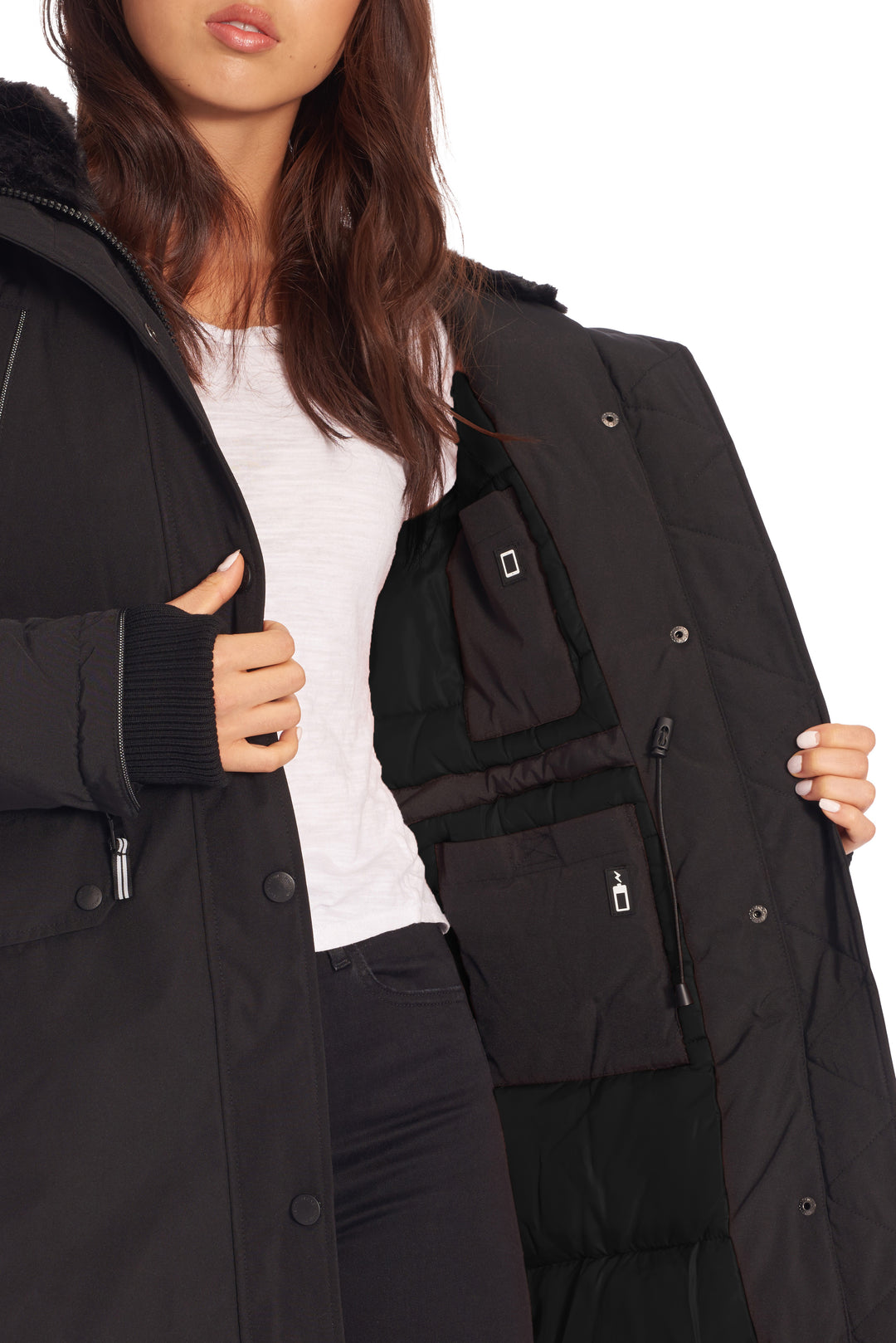 LAURENTIAN | WOMEN'S VEGAN DOWN (RECYCLED) LONG PARKA, BLACK