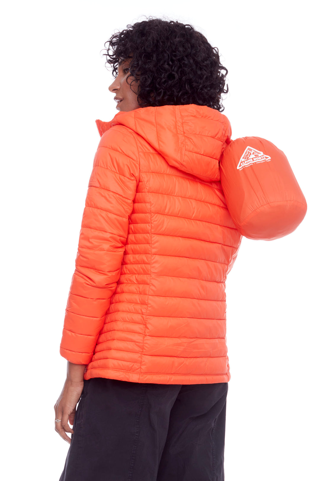 YOHO LADIES' | WOMEN'S VEGAN DOWN (RECYCLED) LIGHTWEIGHT PACKABLE PUFFER, TANGERINE