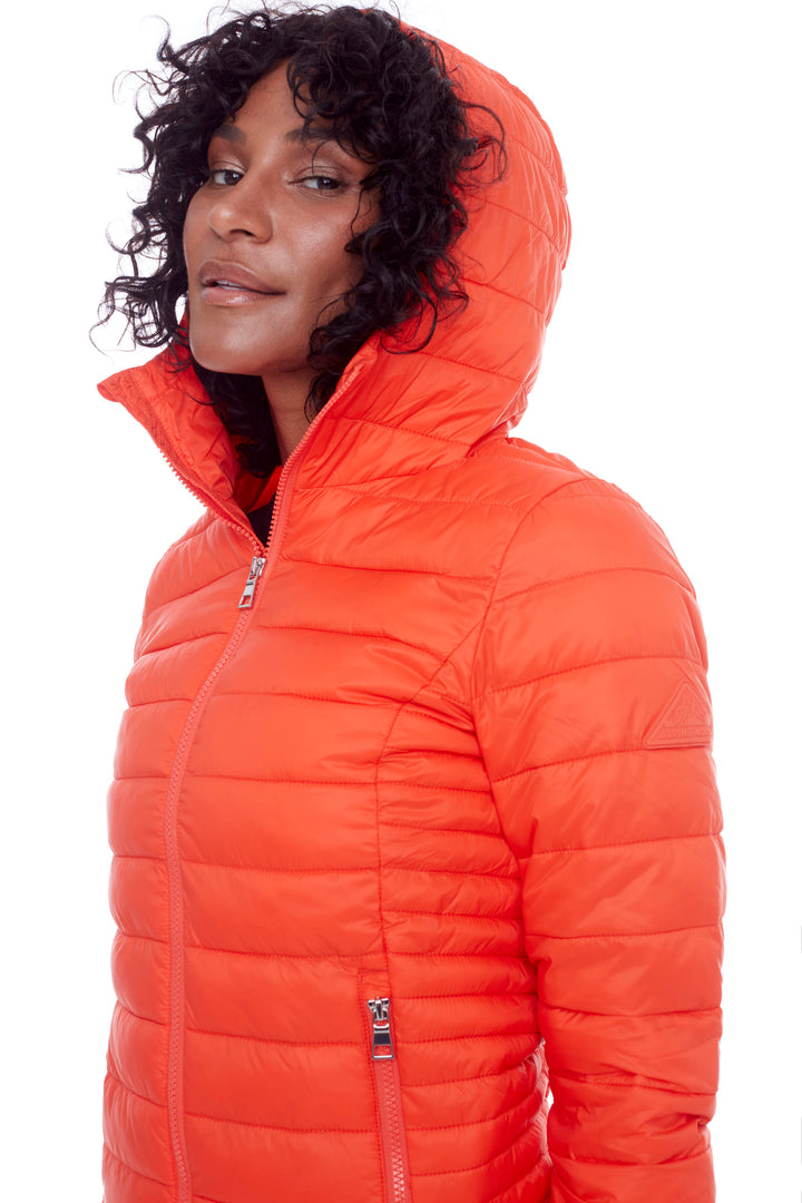 YOHO LADIES' | WOMEN'S VEGAN DOWN (RECYCLED) LIGHTWEIGHT PACKABLE PUFFER, TANGERINE