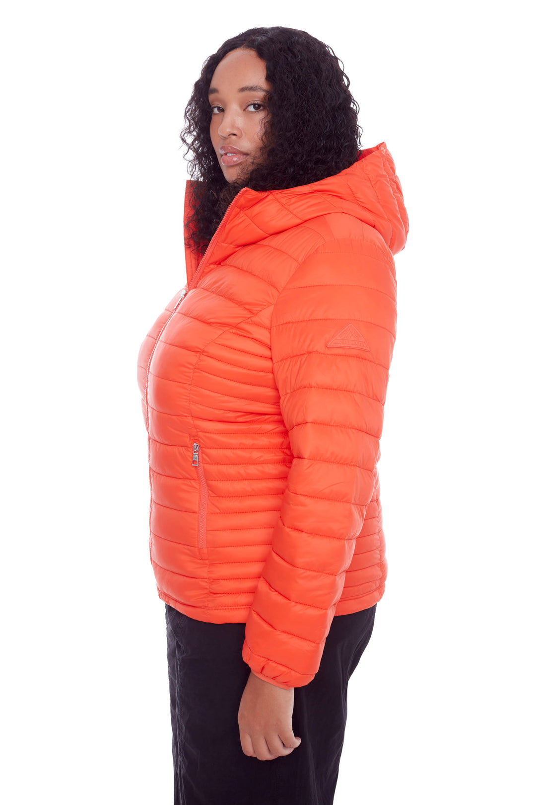 YOHO PLUS | WOMEN'S VEGAN DOWN (RECYCLED) LIGHTWEIGHT PACKABLE PUFFER, TANGERINE (PLUS SIZE)