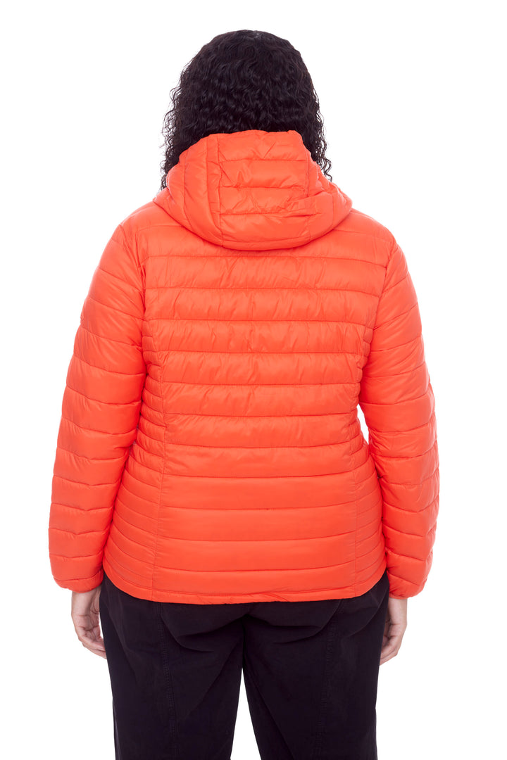 YOHO PLUS | WOMEN'S VEGAN DOWN (RECYCLED) LIGHTWEIGHT PACKABLE PUFFER, TANGERINE (PLUS SIZE)