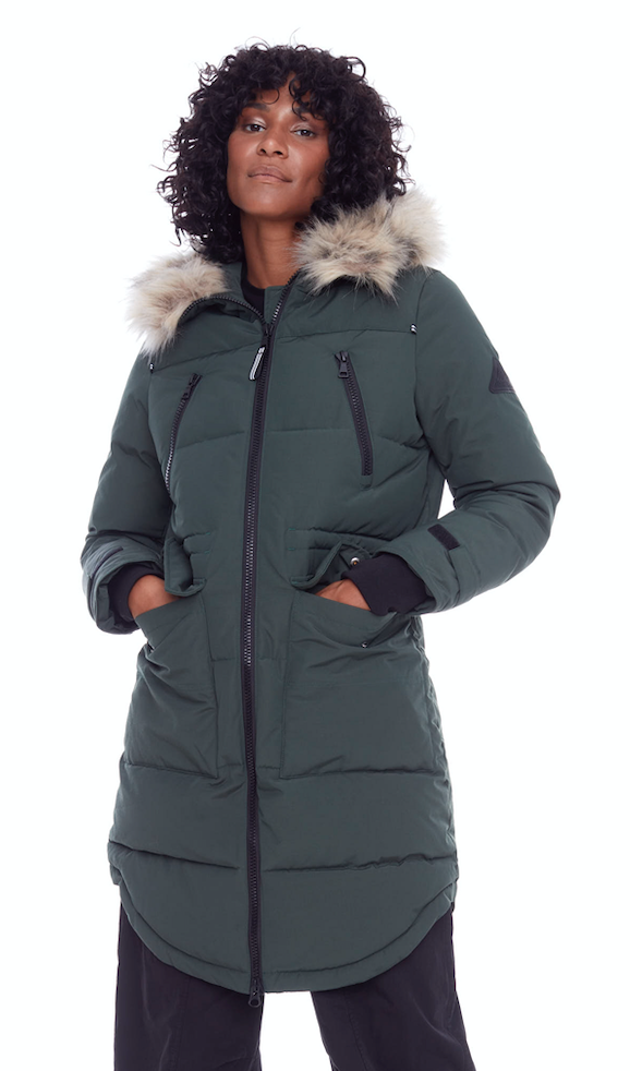 UKON | WOMEN'S VEGAN DOWN (RECYCLED) DRAWSTRING PARKA, DEEP GREEN