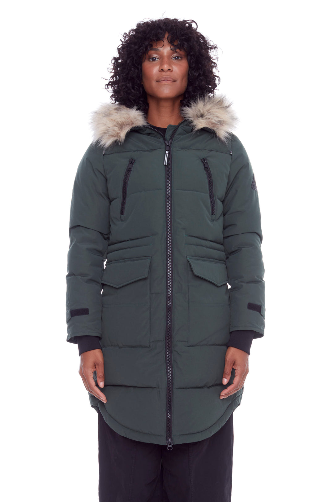 UKON | WOMEN'S VEGAN DOWN (RECYCLED) DRAWSTRING PARKA, DEEP GREEN