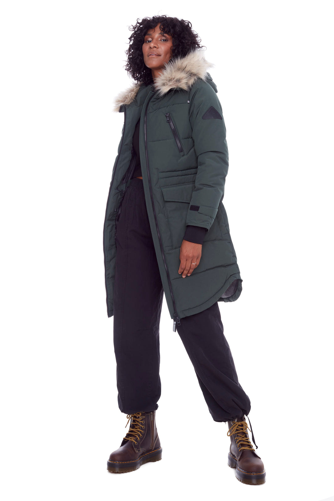 UKON | WOMEN'S VEGAN DOWN (RECYCLED) DRAWSTRING PARKA, DEEP GREEN