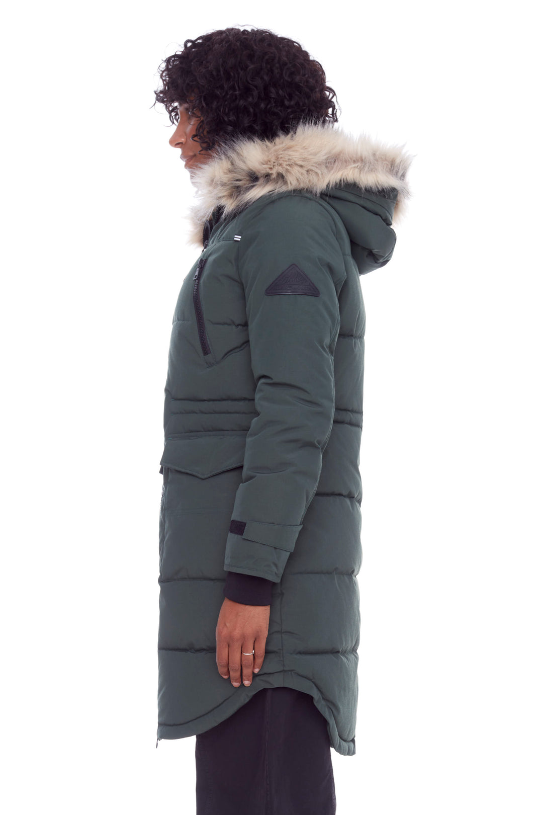 UKON | WOMEN'S VEGAN DOWN (RECYCLED) DRAWSTRING PARKA, DEEP GREEN