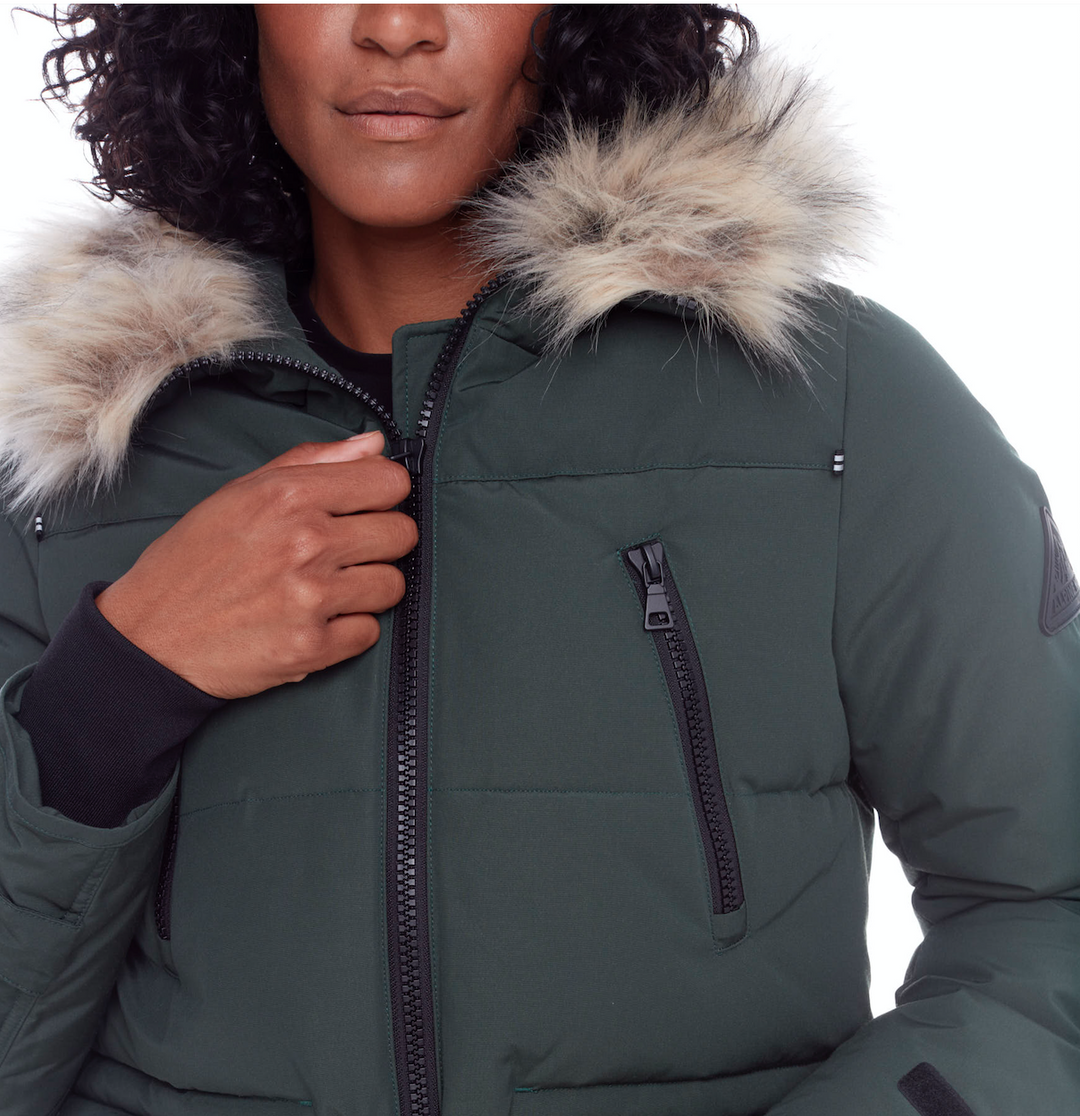 UKON | WOMEN'S VEGAN DOWN (RECYCLED) DRAWSTRING PARKA, DEEP GREEN