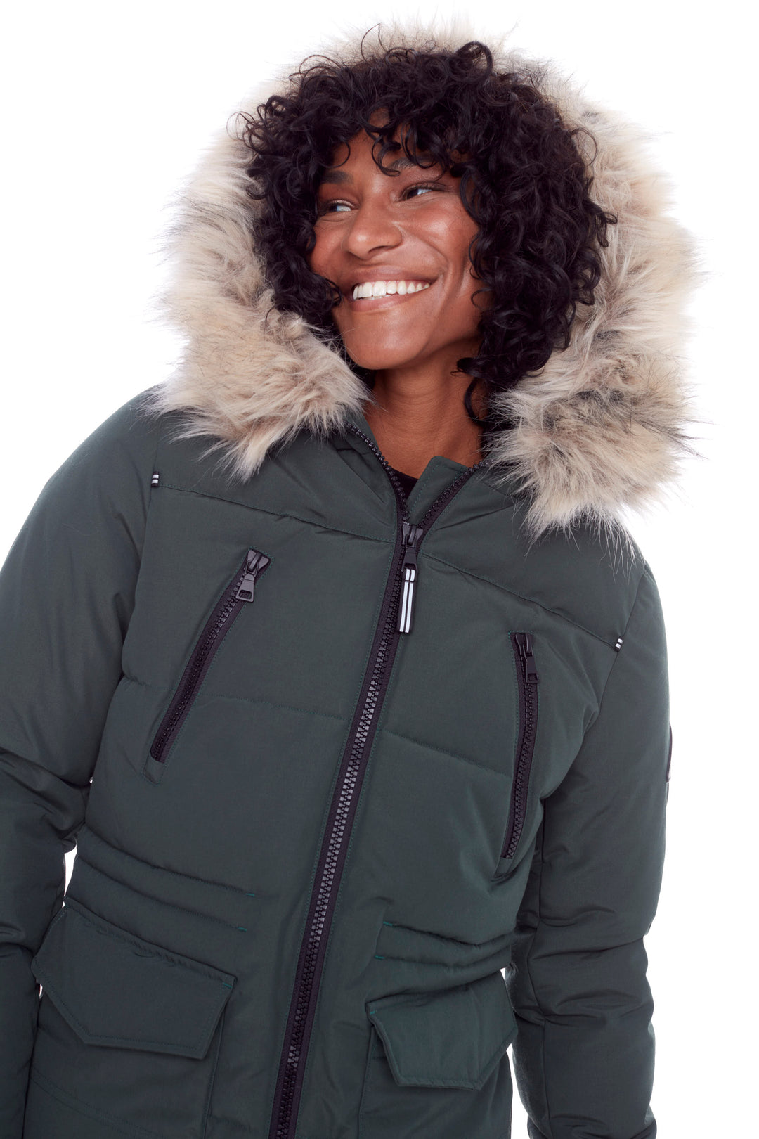 UKON | WOMEN'S VEGAN DOWN (RECYCLED) DRAWSTRING PARKA, DEEP GREEN