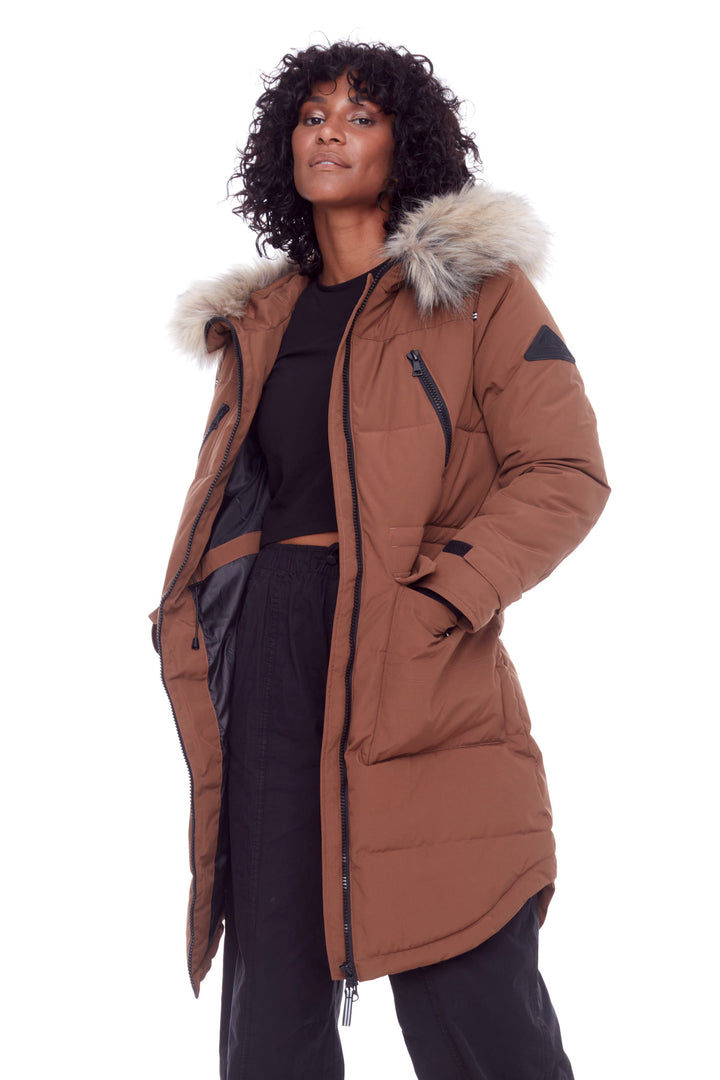 UKON | WOMEN'S VEGAN DOWN (RECYCLED) DRAWSTRING PARKA, MAPLE