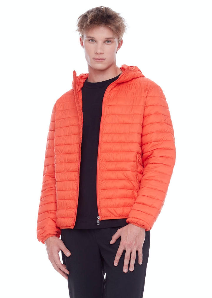 YOHO MEN'S | MEN'S VEGAN DOWN (RECYCLED) LIGHTWEIGHT PACKABLE PUFFER, TANGERINE