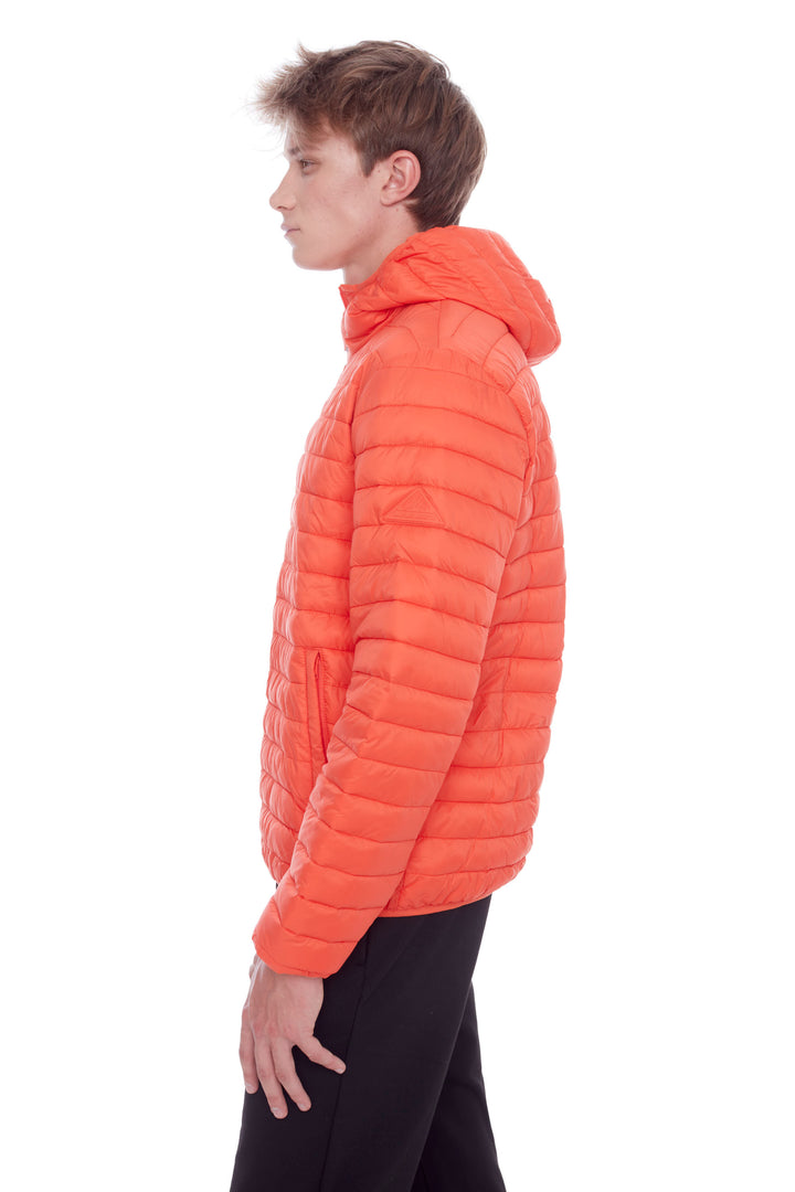 YOHO MEN'S | MEN'S VEGAN DOWN (RECYCLED) LIGHTWEIGHT PACKABLE PUFFER, TANGERINE