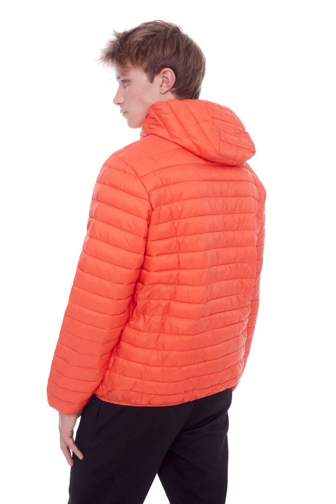 YOHO MEN'S | MEN'S VEGAN DOWN (RECYCLED) LIGHTWEIGHT PACKABLE PUFFER, TANGERINE