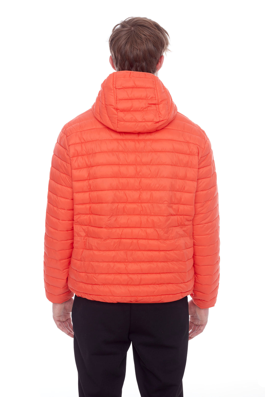 YOHO MEN'S | MEN'S VEGAN DOWN (RECYCLED) LIGHTWEIGHT PACKABLE PUFFER, TANGERINE